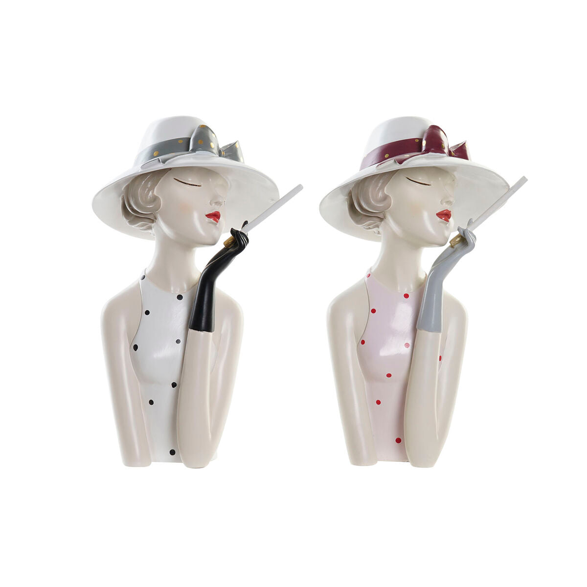 Figurine Décorative DKD Home Decor Rose Blanc Résine Fashion Girls (18,5 x 15 x 31 cm) (2 Unités)