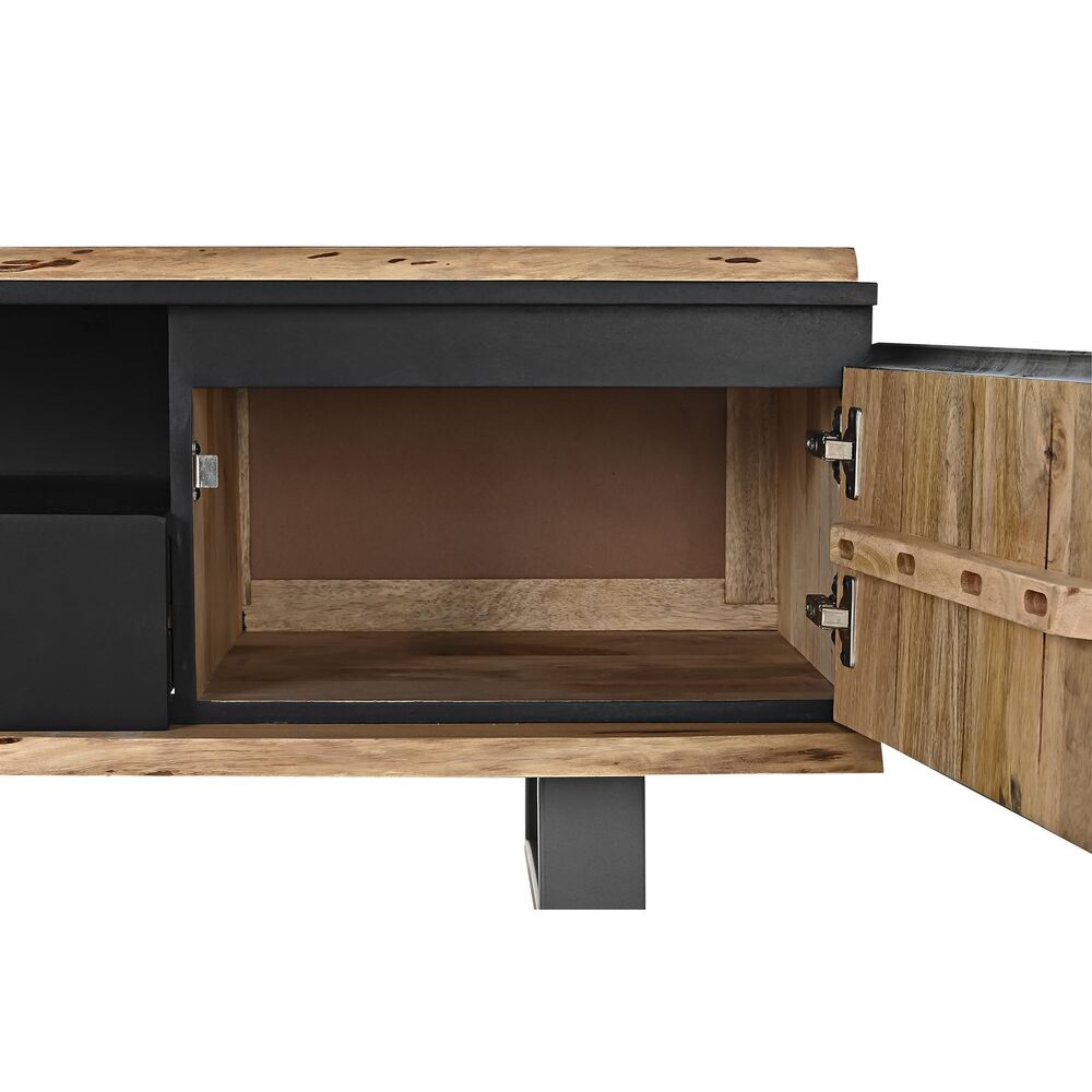 Meuble TV Design Loft Home Decor Bois de manguier et Métal Noir (145 x 50 x 45 cm)