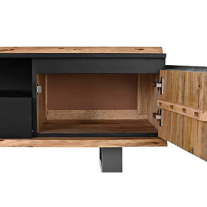 Meuble TV Design Loft Home Decor Bois de manguier et Métal Noir (145 x 50 x 45 cm)