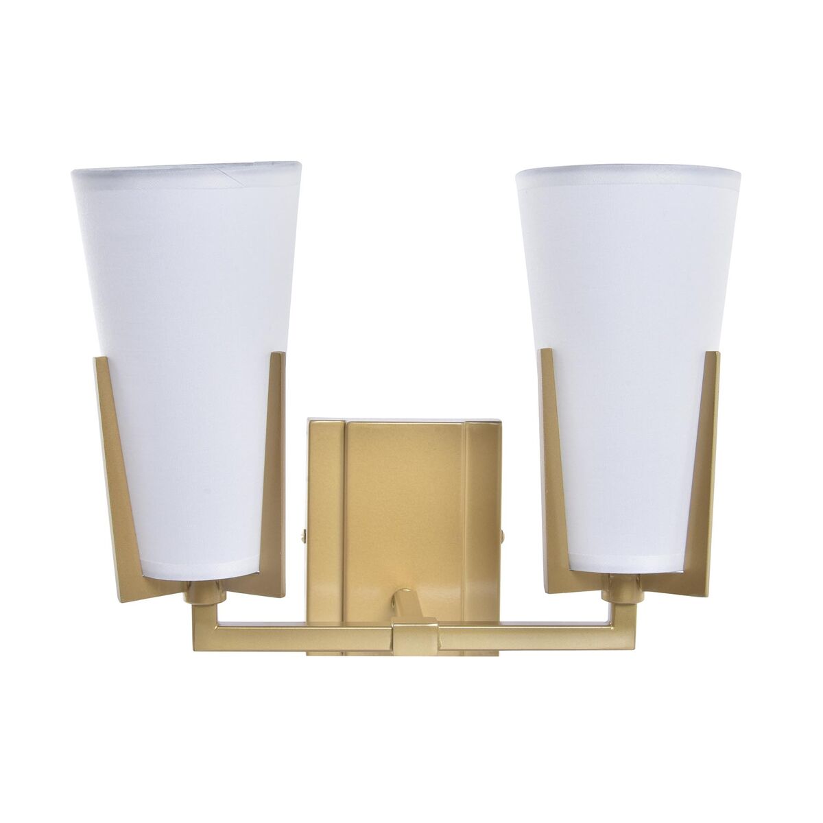 Aplique de pared doble contemporáneo Decoración para el hogar Vidrio dorado Metal Poliéster blanco (30 x 18 x 23 cm)