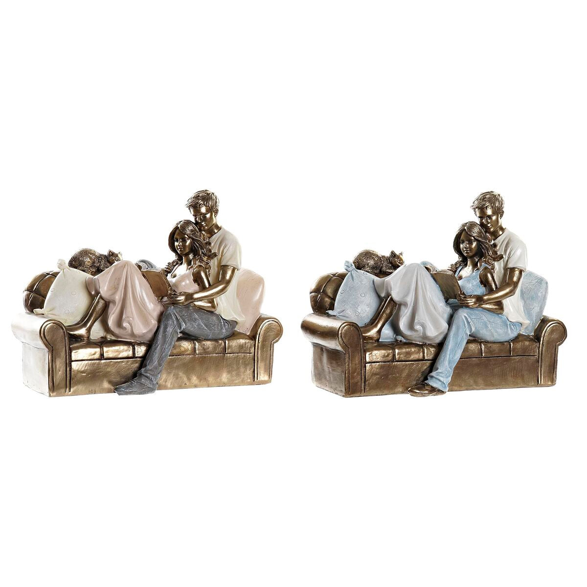 Figurine Décorative Couple sur Canapé Doré 