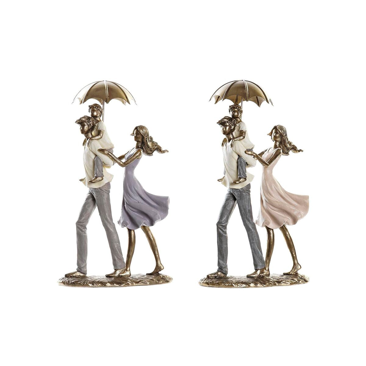 Decorative Figure DKD Home Decor Umbrella Metal Copper Resin Modern Family (17,5 x 8,5 x 31 cm) (2 Units)