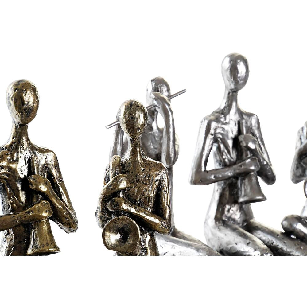 Figura Decorativa Diseño Moderno Músicos Home Decor Resina Cobre Dorado (18 x 8 x 21 cm) (2 Uds) 