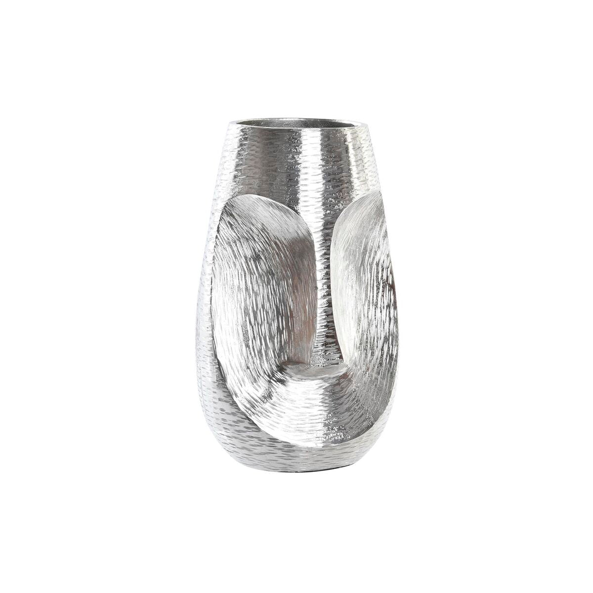 Vase Design Visage Abstrait en Aluminium Argenté (19 x 19 x 31 cm)