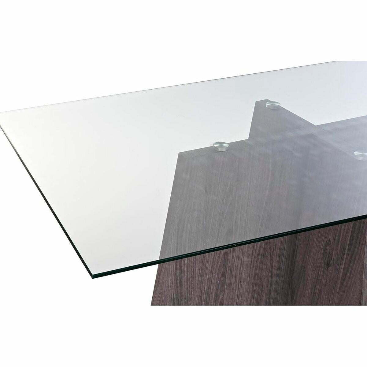 Mesa de comedor moderna en cristal gris y transparente (160 x 90 x 75 cm)