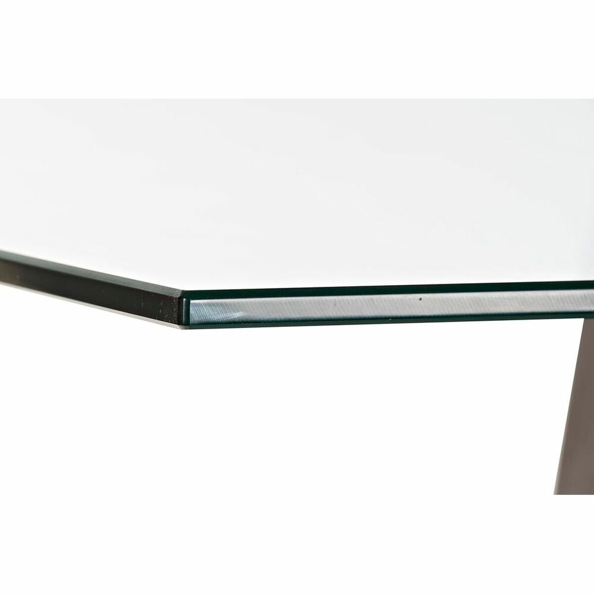 Table de Salle à Manger Moderne en Gris et Verre Transparent (160 x 90 x 75 cm)