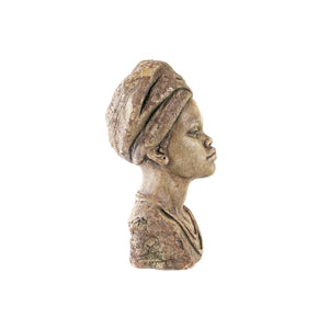 Buste de Femme Rétro Africaine en Résine Gris Clair Home Decor (26 x 25 x 47 cm)