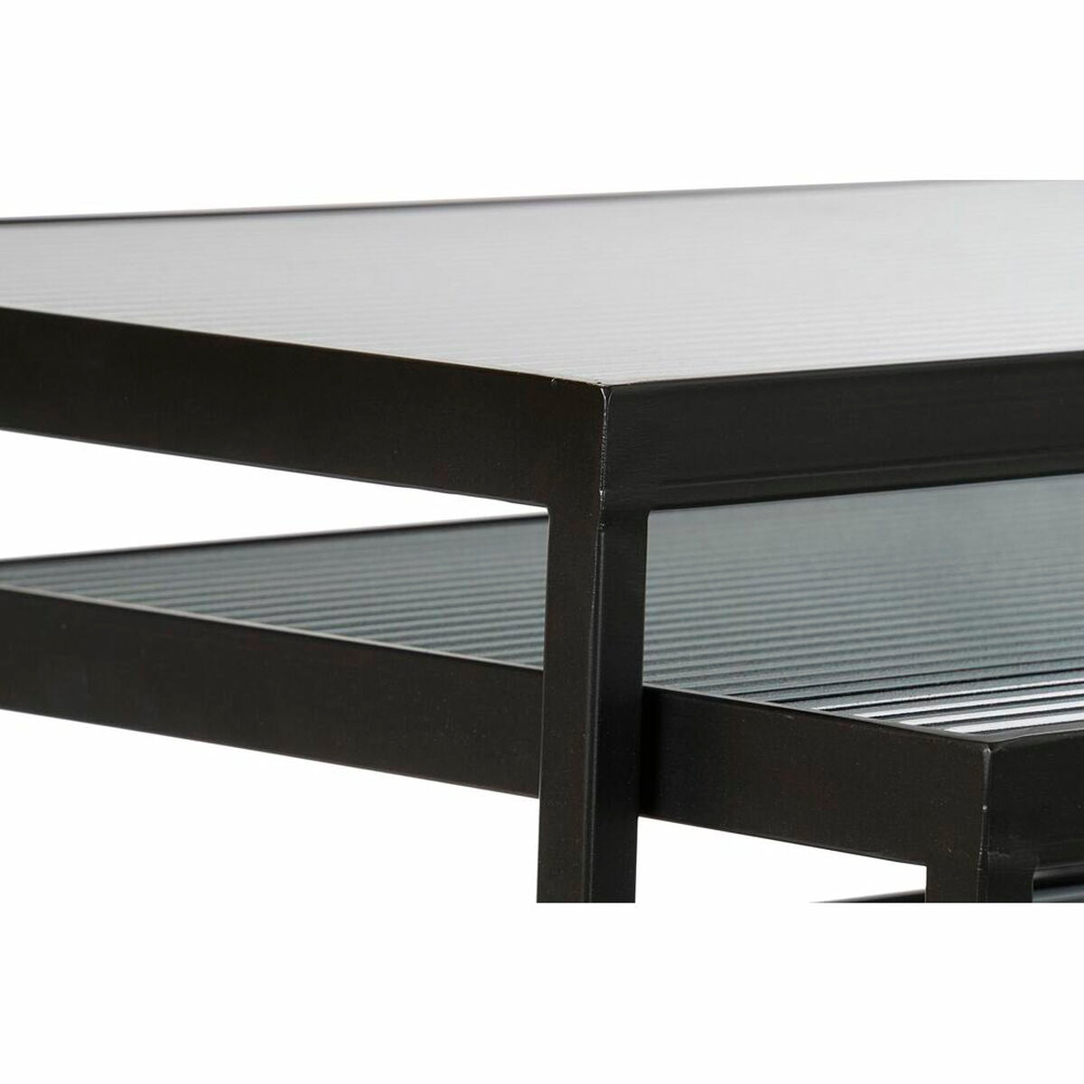 Set de 3 Tables Gigognes DKD Home Decor Verre Noir Métal (58 x 36,5 x 53,5 cm) (3 pcs)