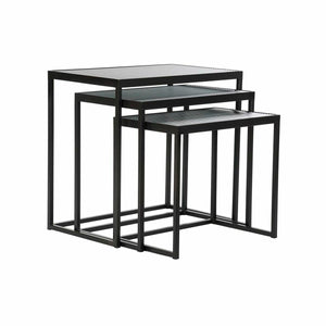 Set of 3 small tables DKD Home Decor Crystal Black Metal (58 x 36,5 x 53,5 cm) (3 pcs)