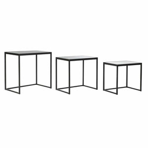 Set de 3 Tables Gigognes DKD Home Decor Verre Noir Métal (58 x 36,5 x 53,5 cm) (3 pcs)