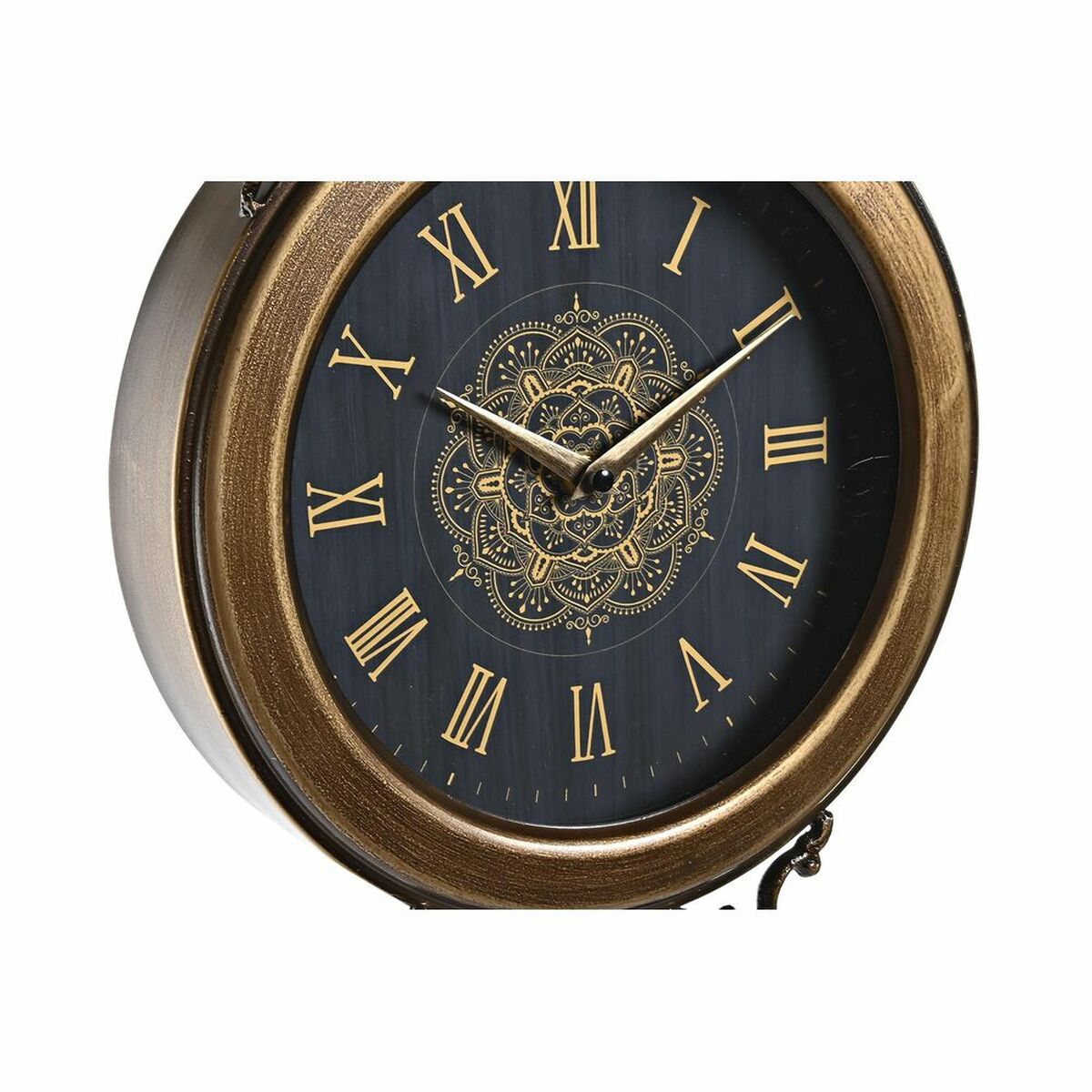 Wall Clock DKD Home Decor Crystal Black Golden Iron (27 x 7,5 x 57,5 cm)