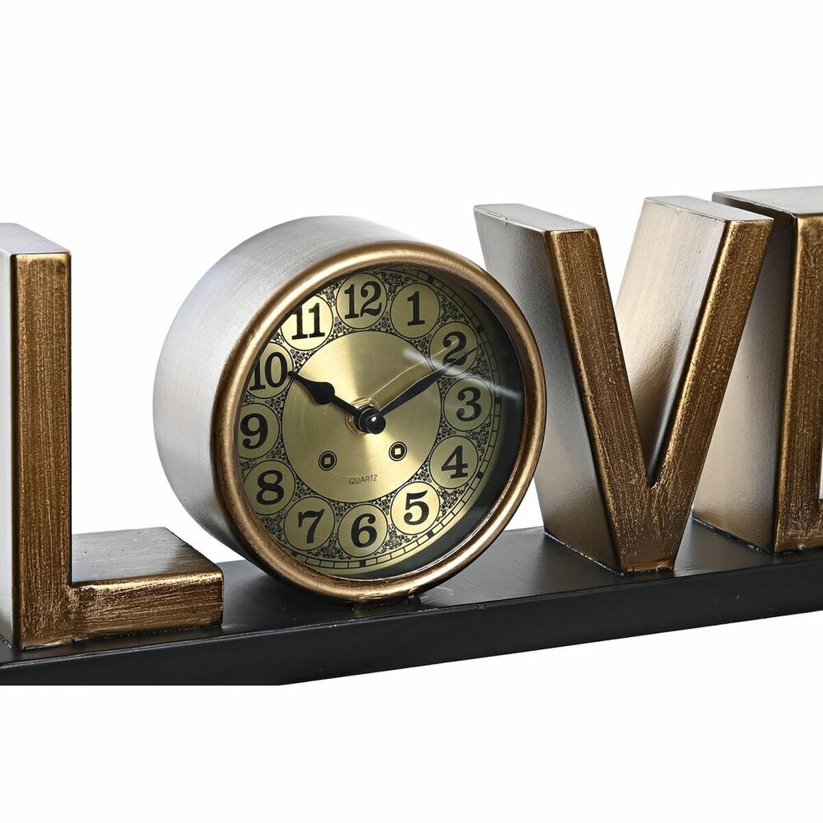 Table clock DKD Home Decor Love Copper Silver Iron (39 x 8 x 15 cm) (2 Units)