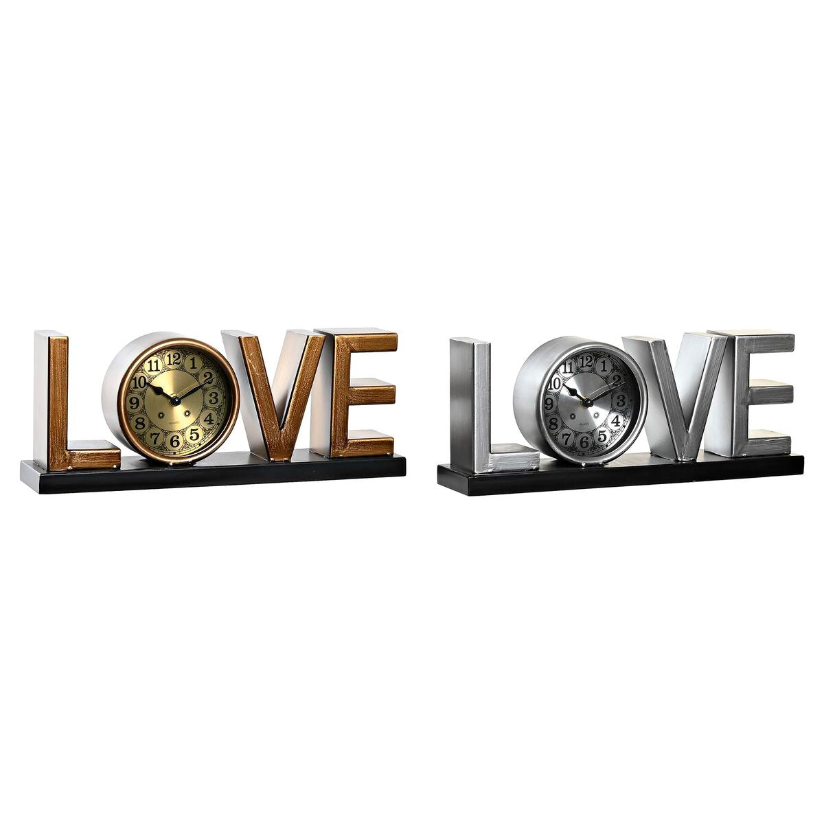 Reloj de Mesa LOVE Home Decor Cobre y Plata (39 x 8 x 15 cm) (2 Uds)