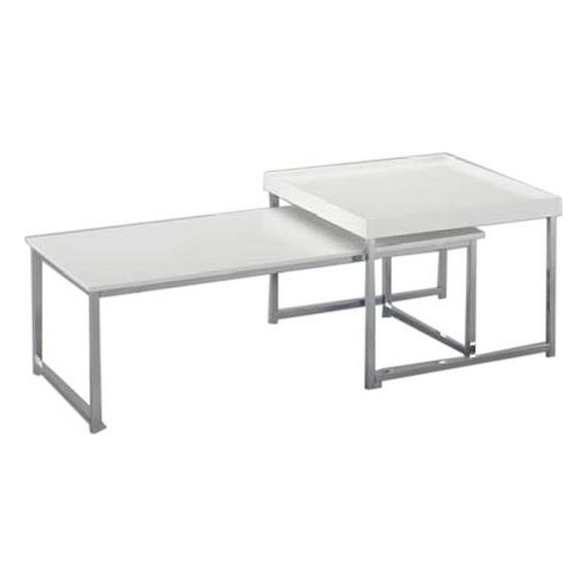 Jeu de 2 tables Design Moderne Home Decor Acier Bois MDF (110 x 48 x 45 cm)