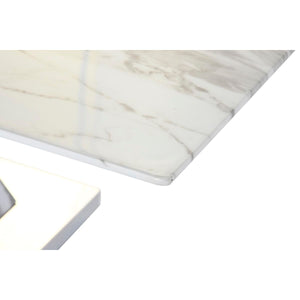 Table Basse Design Contemporain Home Decor Marbre Verre Acier (120 x 60 x 42 cm)