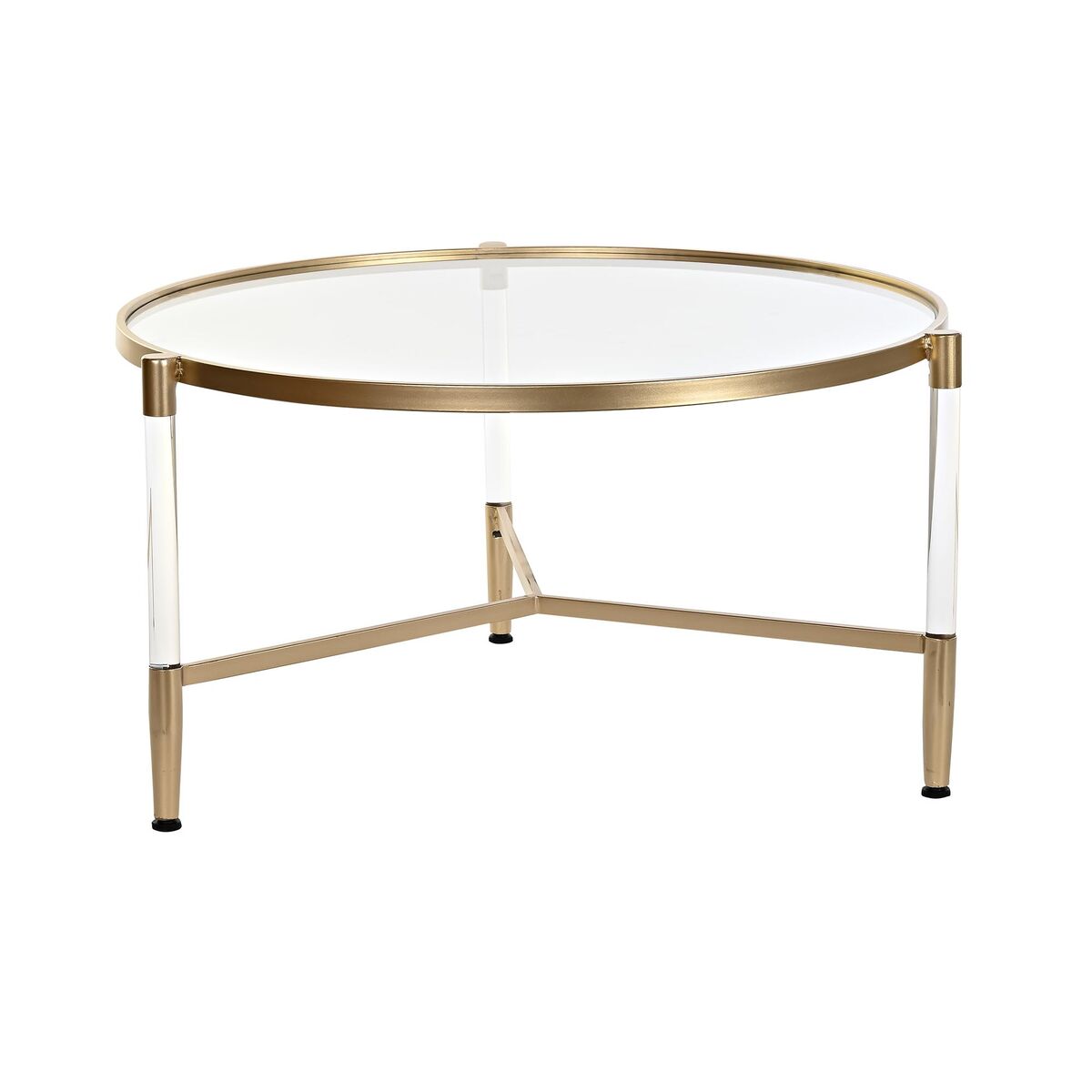 Table Basse Glamour Acrylique Métal Doré et Blanc Home Decor (87 x 87 x 50 cm)