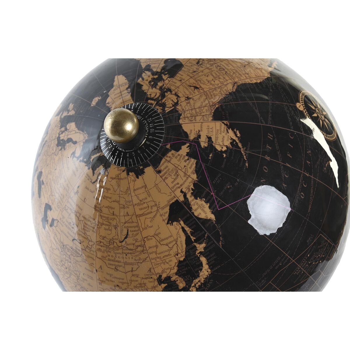 Globe Terrestre sur Pieds Métal Doré et Noir Style Colonial (20 x 20 x 47 cm)