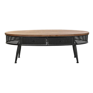 Table Basse Design Loft Home Decor Sapin Noir Métal Marron 120 x 58 x 42 cm