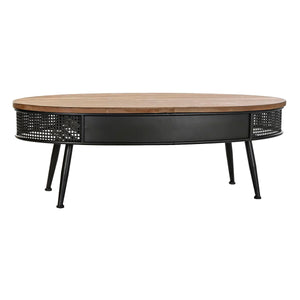 Table Basse Design Loft Home Decor Sapin Noir Métal Marron 120 x 58 x 42 cm