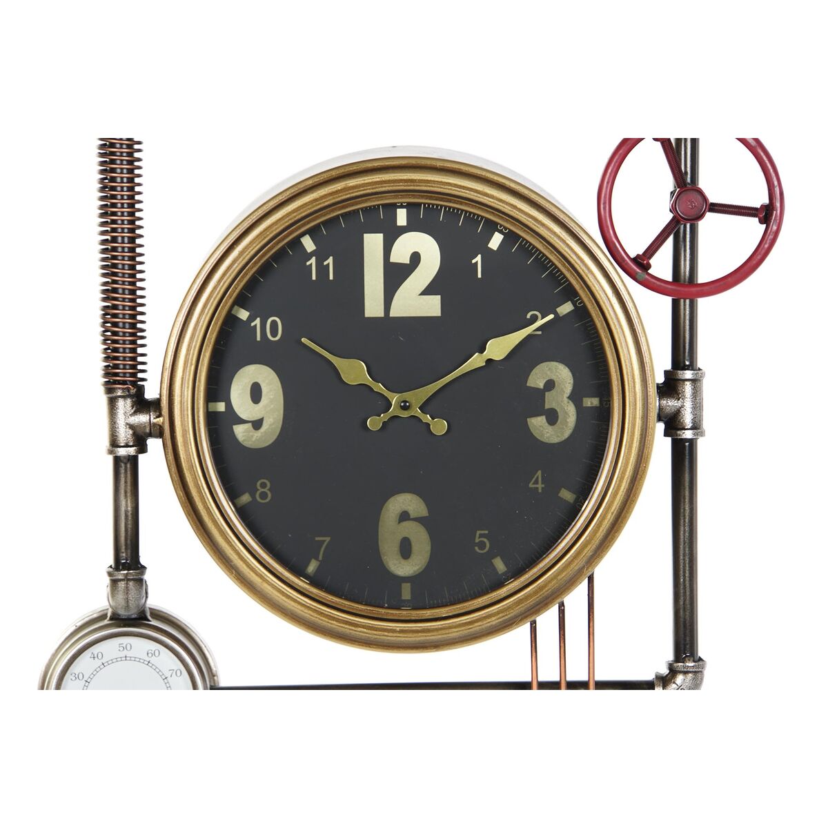 Horloge Murale Design Industriel Home Decor Vannes Verre Doré Fer (50,5 x 12 x 73 cm)