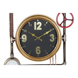 Horloge Murale Design Industriel Home Decor Vannes Verre Doré Fer (50,5 x 12 x 73 cm)