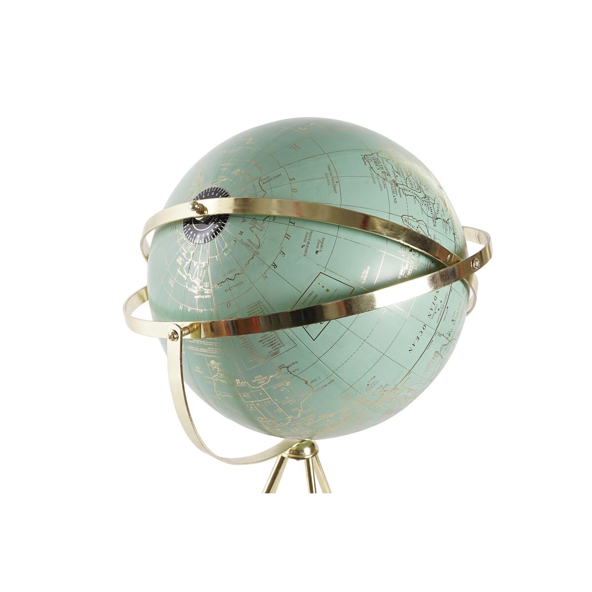 Globe terrestre sur Pieds Tripode Bleu et Métal Doré Vintage (37 x 34 x 63 cm)