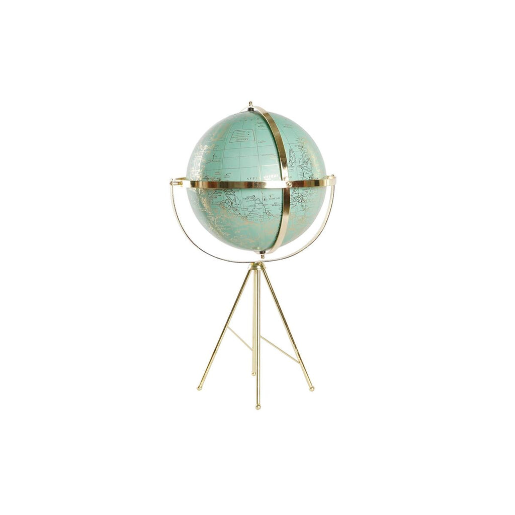 Globe terrestre sur Pieds Tripode Bleu et Métal Doré Vintage (37 x 34 x 63 cm)