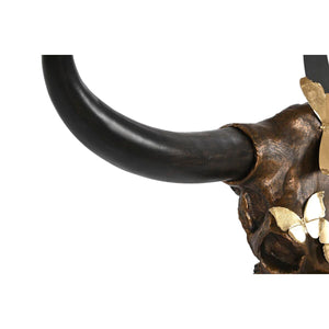 Wall Buffalo Skull with Horns and Golden Butterflies