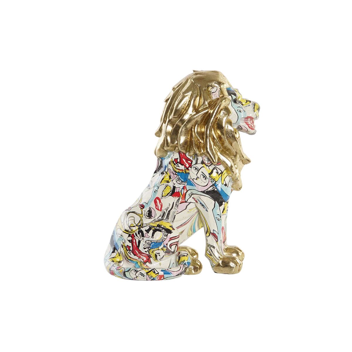Figura Decorativa Diseño León Atípico Home Decor Dorado Moderno Multicolor Resina (21 x 14,5 x 27 cm)