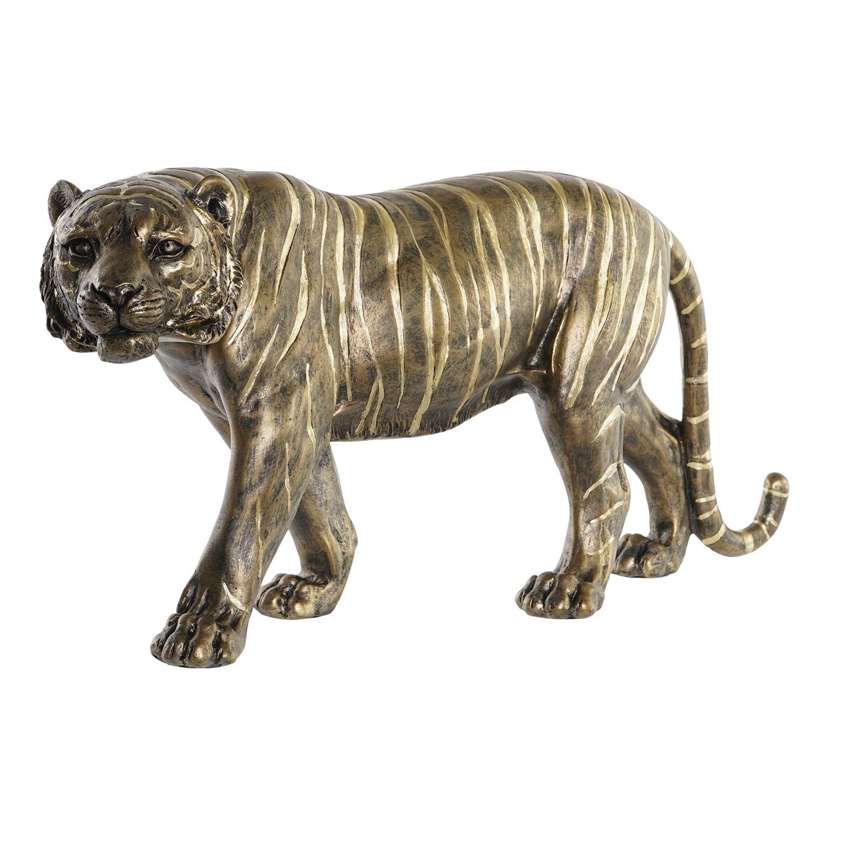 Figurine Décorative Tigre du Bengale Home Decor Tigre Doré Résine (53 x 13,5 x 23,5 cm)