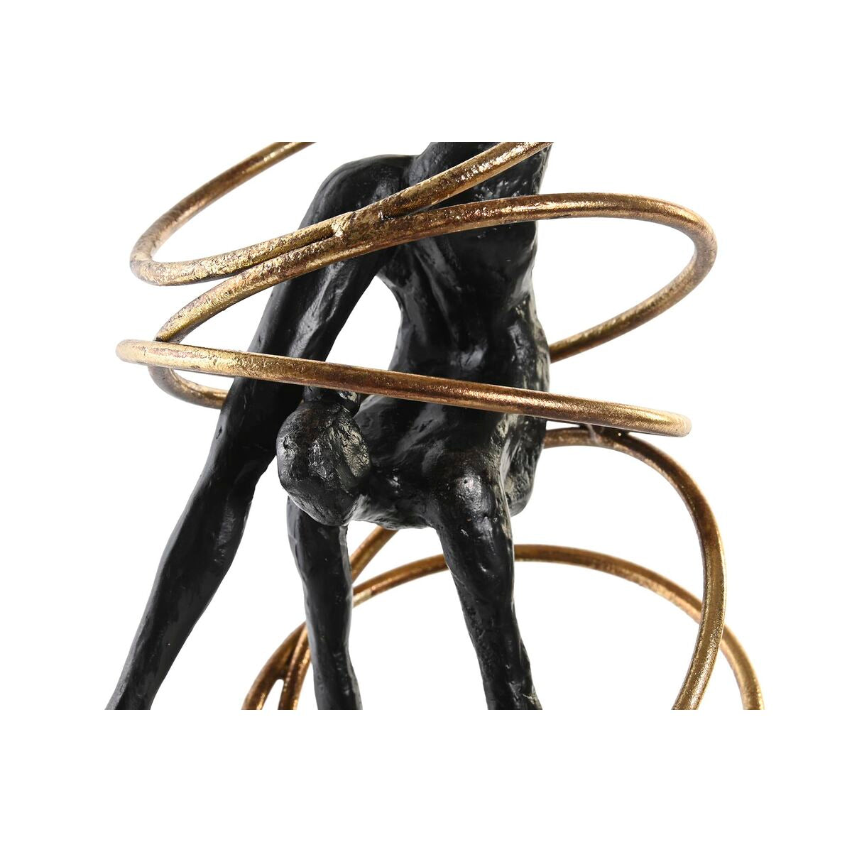 Figura Decorativa Contemporánea Gimnasta Home Decor Negro Oro Moderno Resina Metal (17 x 14 x 42,5 cm) 