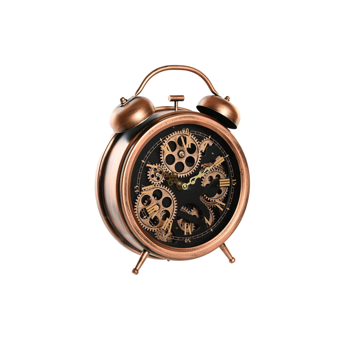 Reloj de mesa de diseño industrial vintage Decoración para el hogar Vidrio Cobre Aluminio Hierro (26 x 8 x 33,5 cm) 