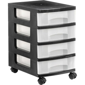 Chest of drawers Archivo 2000 Transparent With wheels Black polypropylene (39 x 29 x 48 cm)