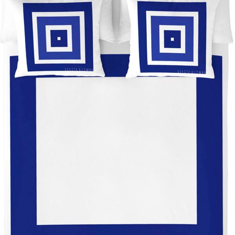 Parure de Lit Design Grec Blanc et Bleu Devota & Lomba Squared (Lit de 150) (240 x 220 cm)