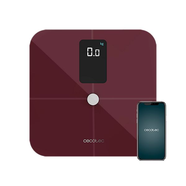 Balance Numérique de Salle de Bain Connectée Couleur Bordeaux Cecotec Surface Precision 10400 Smart Healthy Vision