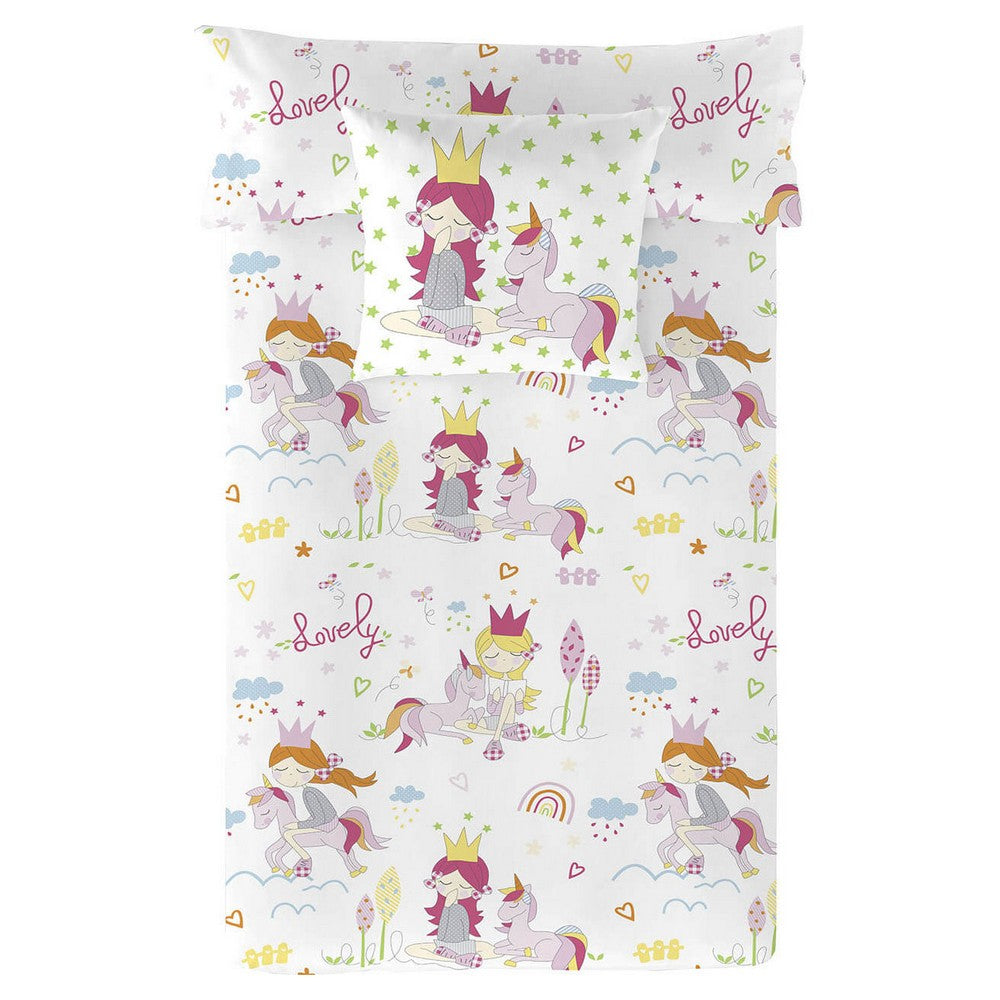 Juego de cama infantil Cool Kids Lovely Pink Unicorn Design (180 x 220 cm) (Cama individual)
