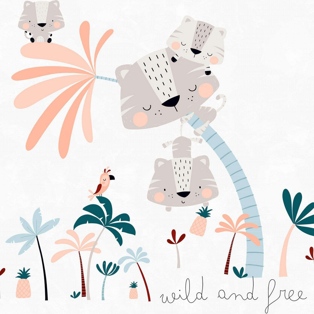 Parure de Lit Enfant Design Tropical Cool Kids Wild And Free Réversible (150 x 220 cm) (Lit 1 personne)