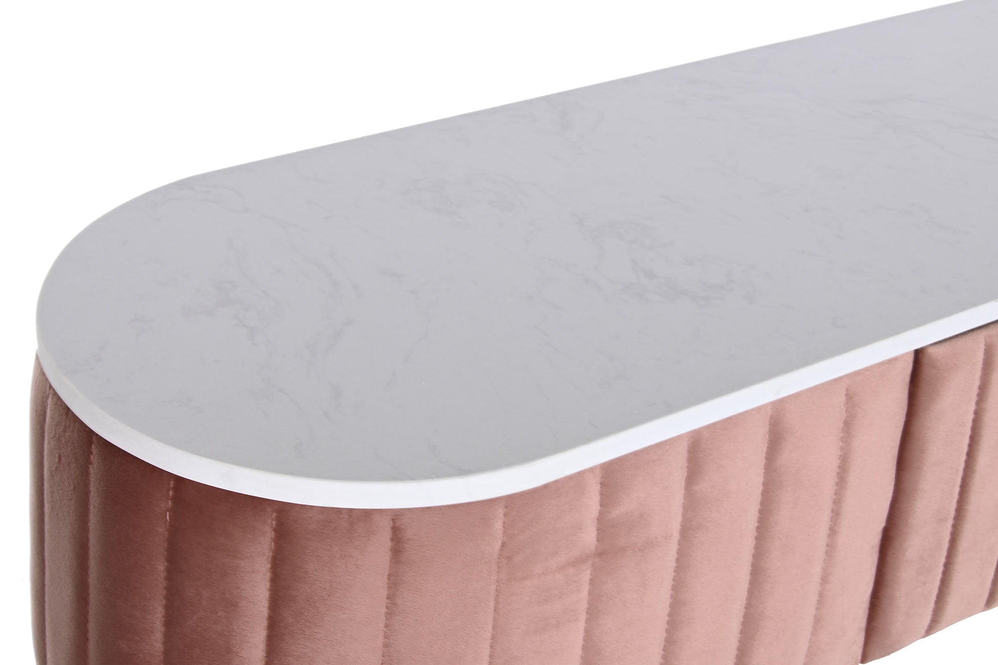 Contemporary Console Pink Velvet and White Marble Home Decor Gold (120 x 35 x 80 cm) 