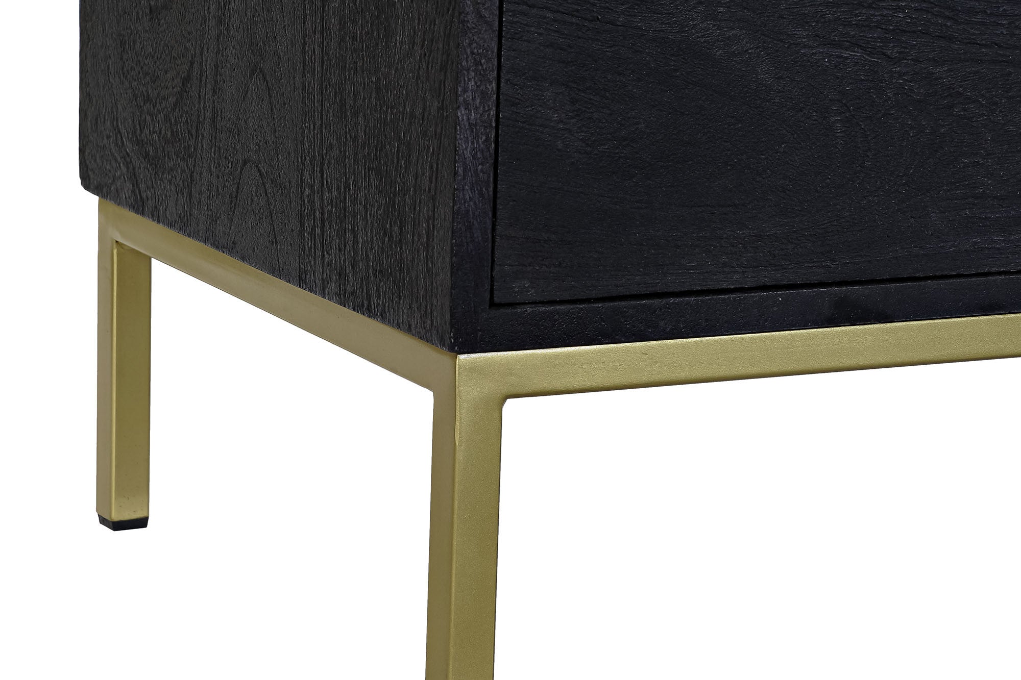 Mueble TV de diseño Home Decor Black Gold Metal Mango madera (147 x 40 x 51 cm) 