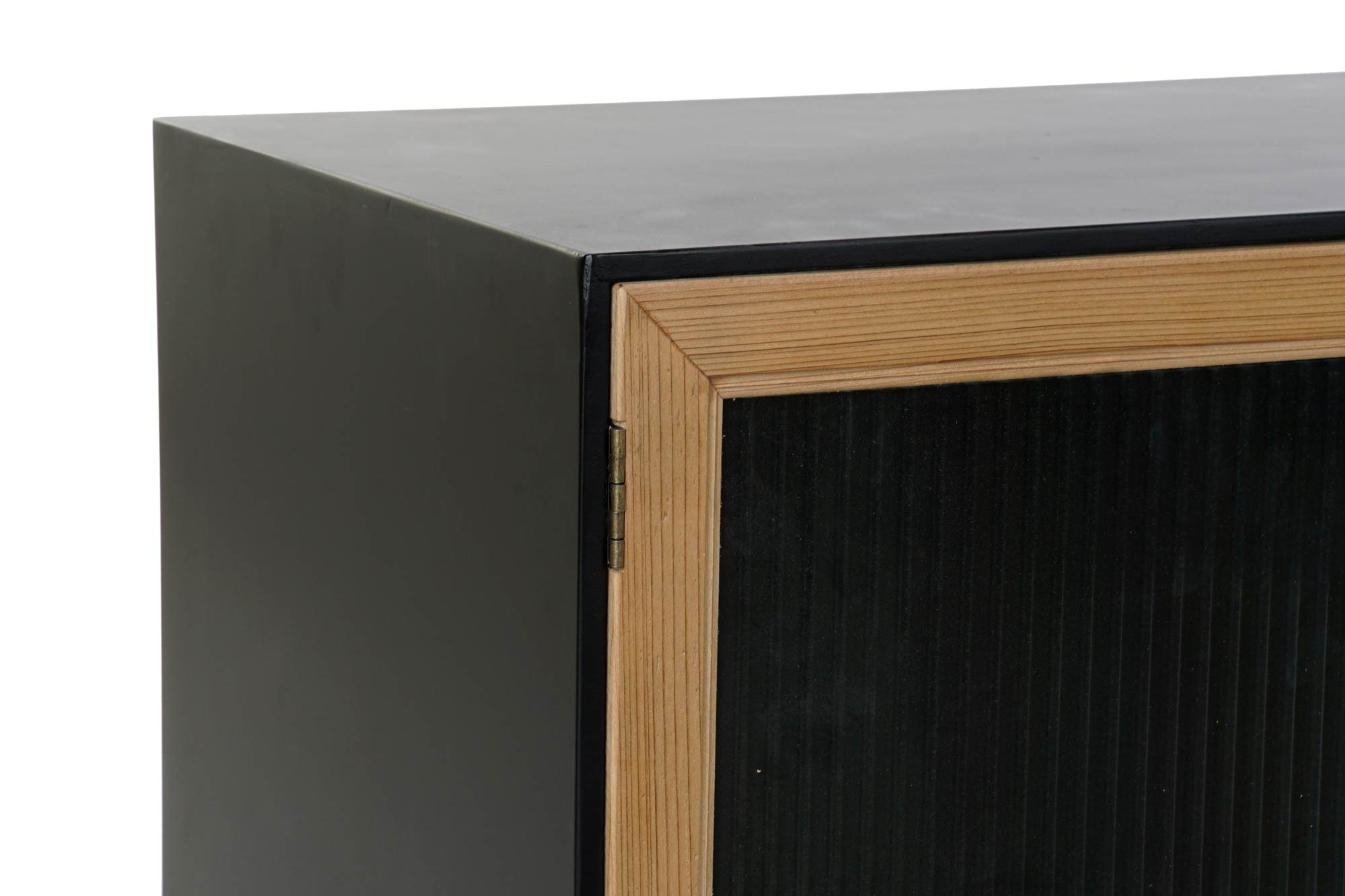 Mueble TV Diseño Loft Home Decor Negro Madera Metal Cristal (140 x 40 x 50 cm) 