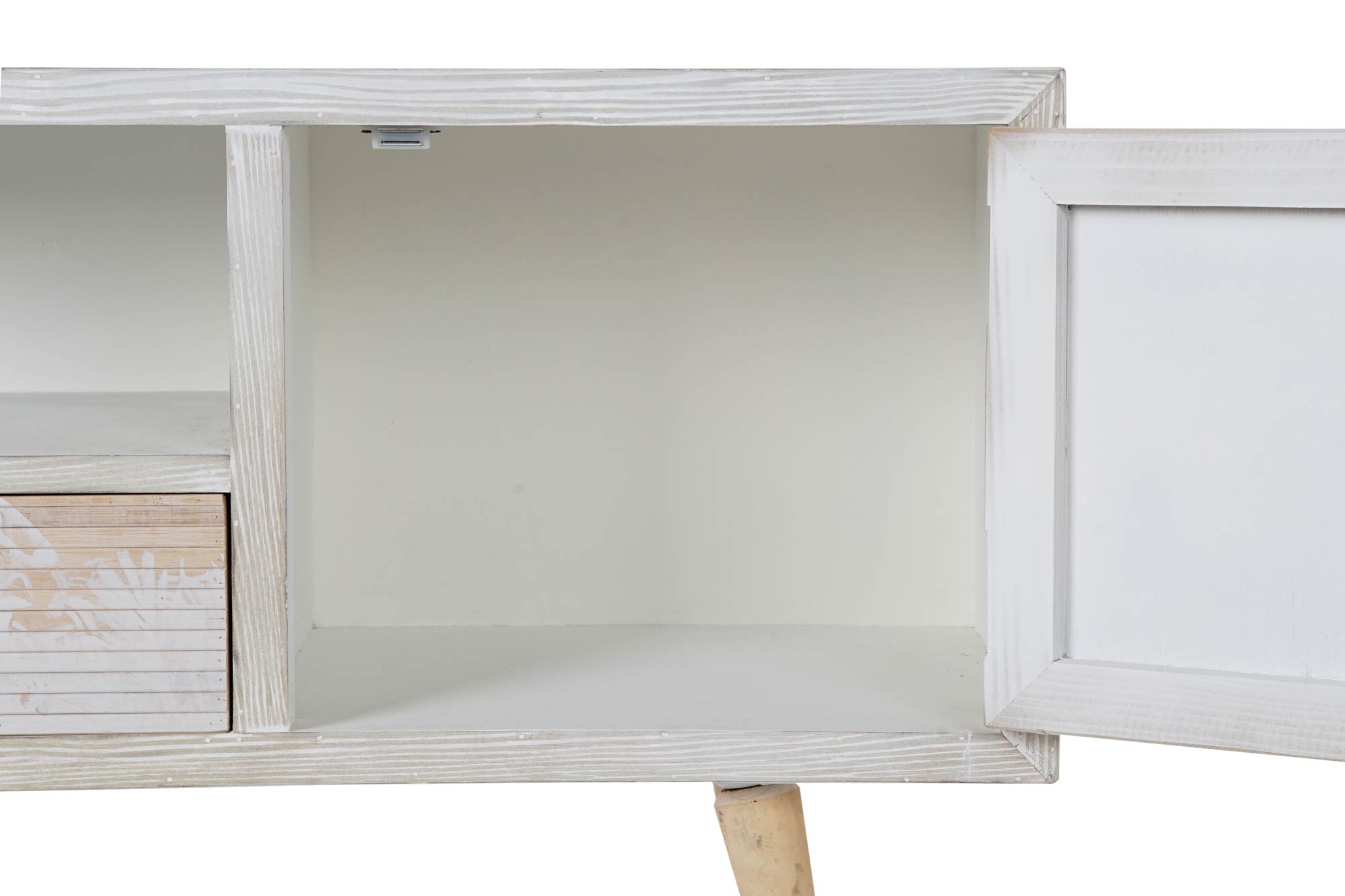 Meuble de télévision Design Tropical Home Decor Blanc Bois Bambou (140 x 40 x 51 cm)