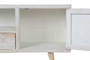 Meuble de télévision Design Tropical Home Decor Blanc Bois Bambou (140 x 40 x 51 cm)