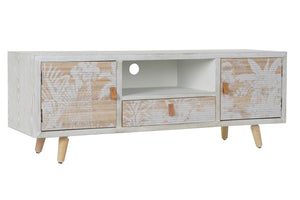 Meuble de télévision Design Tropical Home Decor Blanc Bois Bambou (140 x 40 x 51 cm)