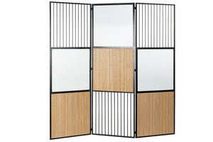 Paravent Design Loft Home Decor Métal Bambou Métal Verre (180 x 1.8 x 180 cm)