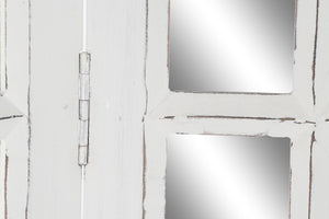 Separador de ambientes Cottage Style White Home Decor Espejo de madera de mango (112 x 2 x 183 cm) 