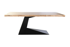 Mesa de comedor industrial rectangular en acacia maciza y metal negro