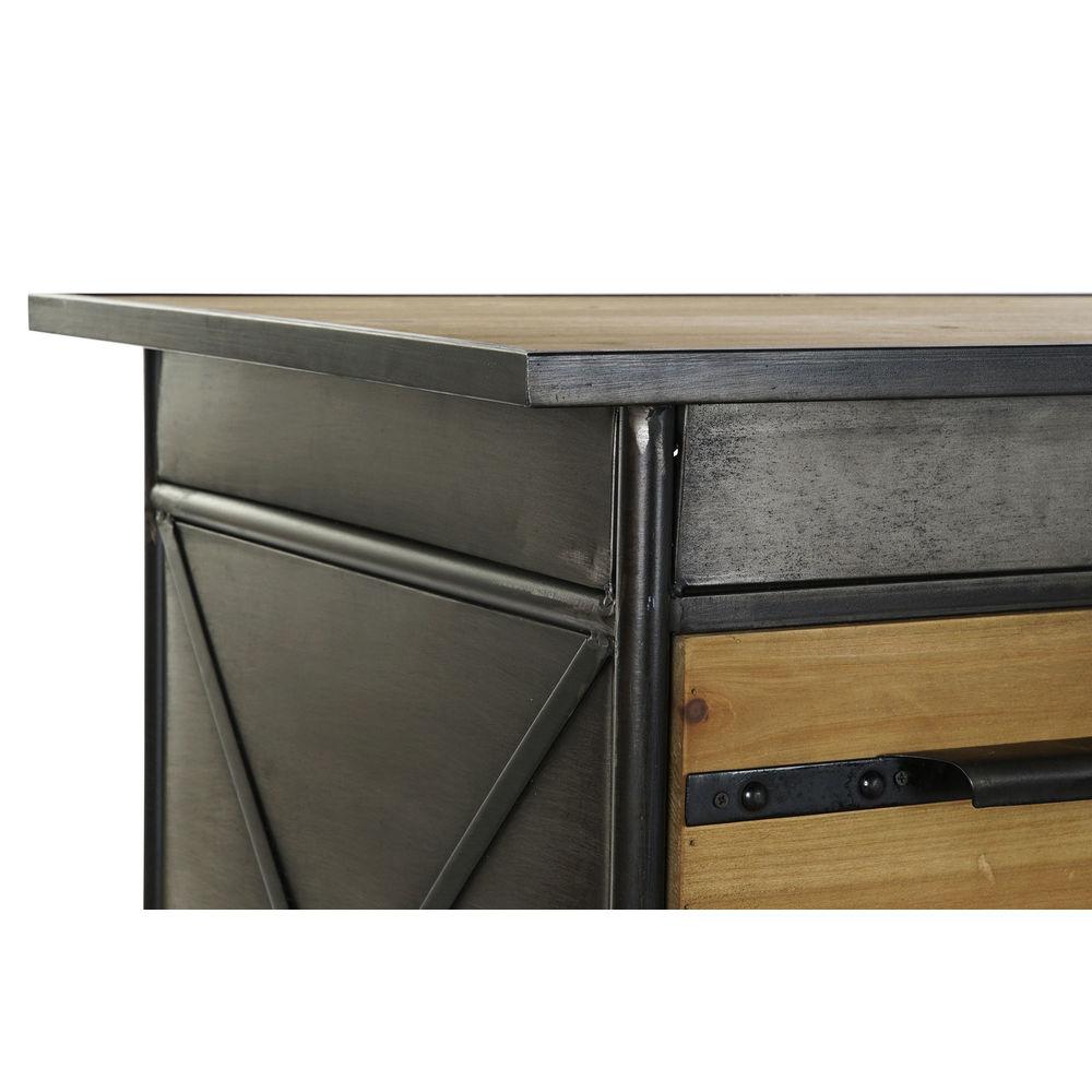 Industrial Style Desk Black Metal and Natural Wood 