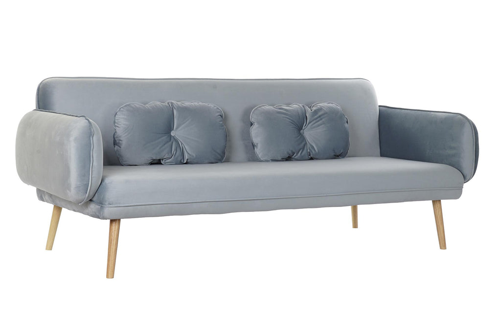 Canapé Contemporain Bleu ciel et Bois Naturel Home Decor Bois et Polyester (200 x 85 x 80 cm)