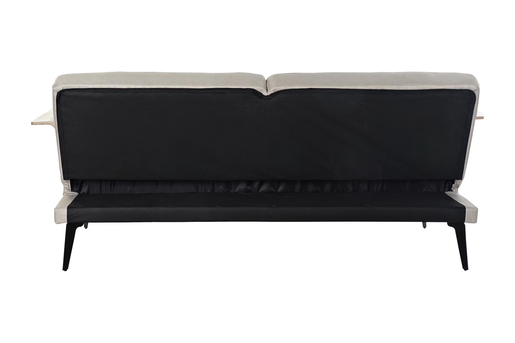 Sofa Bed Home Decor Beige Polyester Eucalyptus Wood (203 x 87 x 81 cm) 