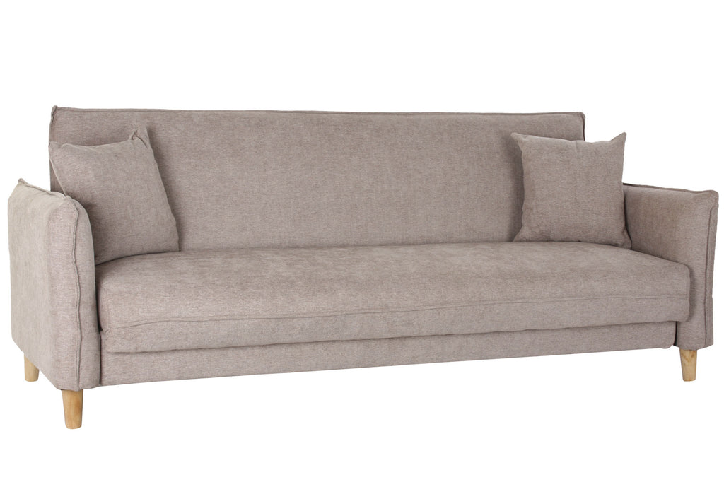 Canapé Convertible Design Traditionnel Home Decor Beige et Bois ( 206 x 85 x 82 cm)